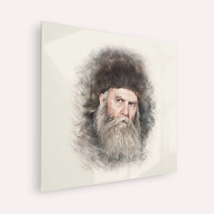 Rabbi Yosef Yitzchak Schneersohn – Acrylic Glass Square | Jewish Wall Art, Gedolim Pictures