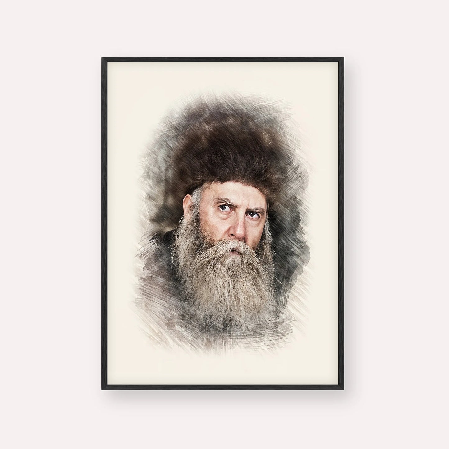 Rabbi Yosef Yitzchak Schneersohn – Black Frame Vertical | Jewish Wall Art, Gedolim Pictures