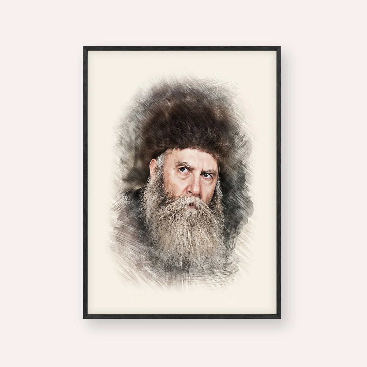 Rabbi Yosef Yitzchak Schneersohn – Black Frame Vertical | Jewish Wall Art, Gedolim Pictures