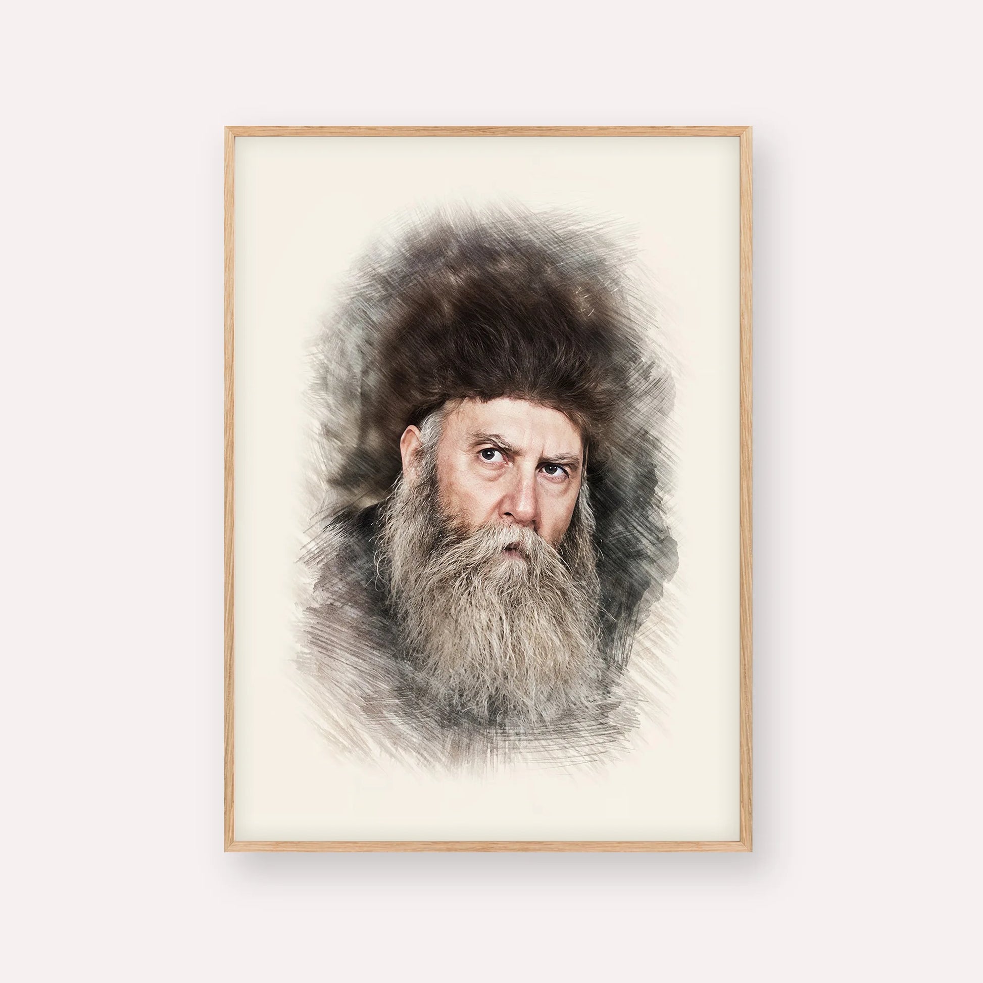 Rabbi Yosef Yitzchak Schneersohn – Wood Frame Vertical | Jewish Wall Art, Gedolim Pictures