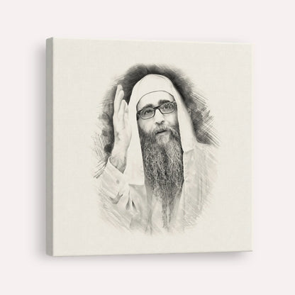 Rabbi Yoshiyahu Yosef Pinto – Black & White – Canvas Square | Jewish Wall Art, Gedolim Pictures