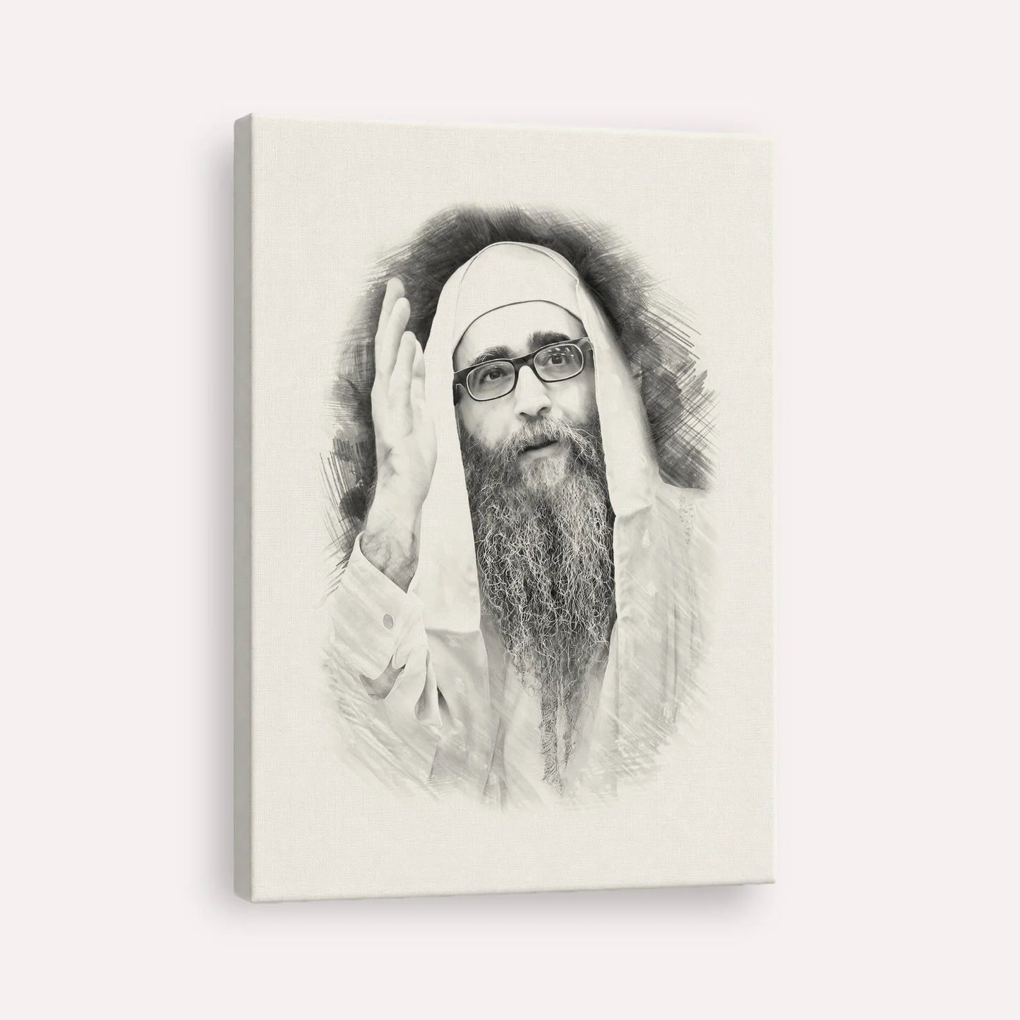 Rabbi Yoshiyahu Yosef Pinto – Black & White – Canvas Vertical | Jewish Wall Art, Gedolim Pictures
