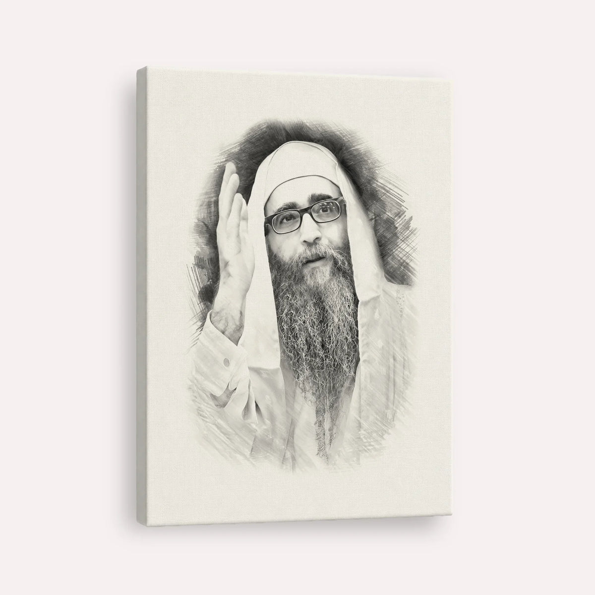 Rabbi Yoshiyahu Yosef Pinto – Black & White – Canvas Vertical | Jewish Wall Art, Gedolim Pictures