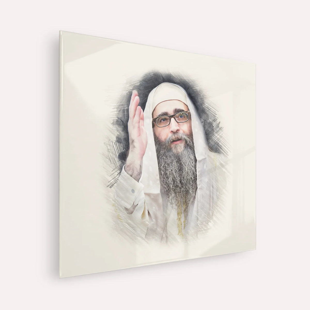 Rabbi Yoshiyahu Yosef Pinto – Acrylic Glass Square | Jewish Wall Art, Gedolim Pictures