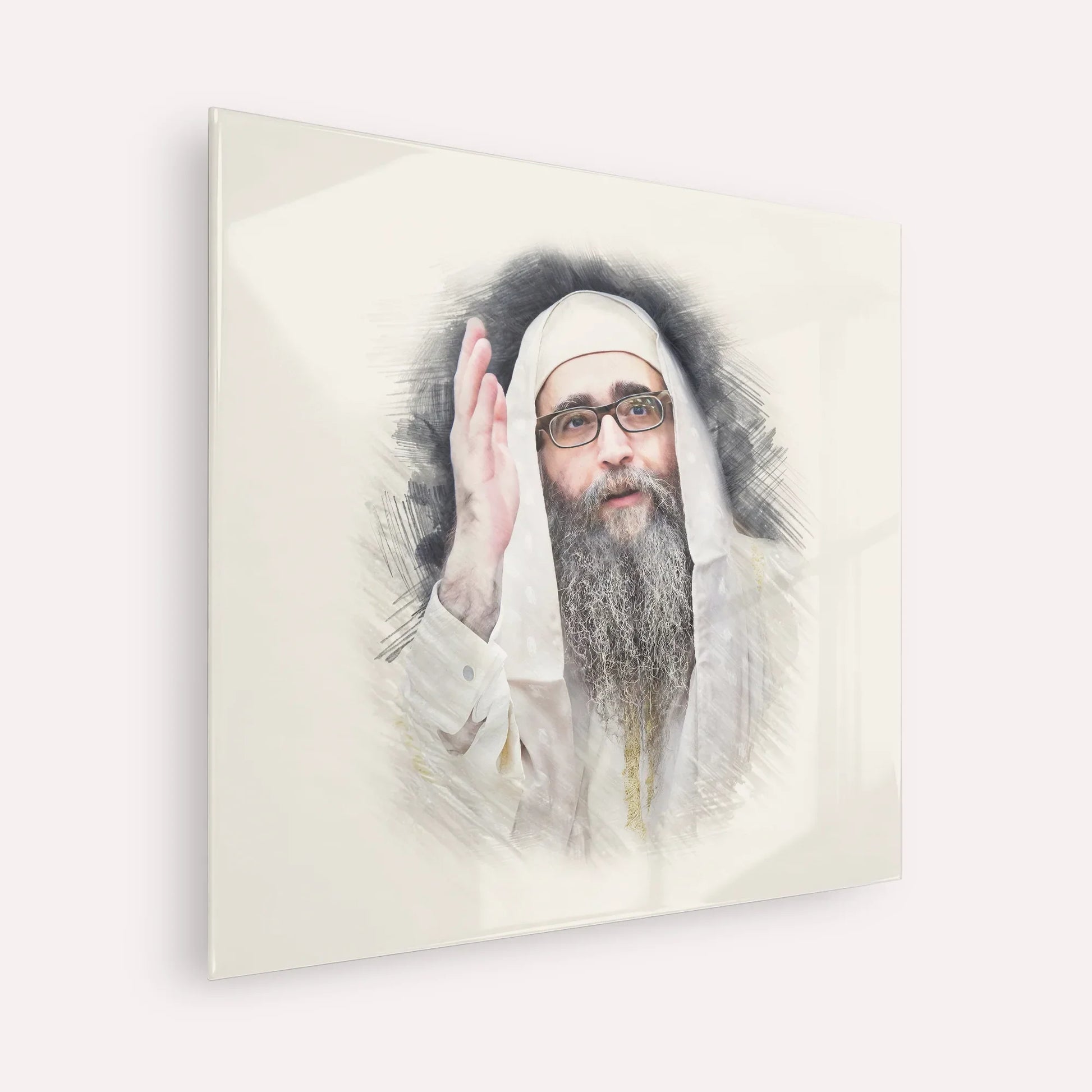 Rabbi Yoshiyahu Yosef Pinto – Acrylic Glass Square | Jewish Wall Art, Gedolim Pictures
