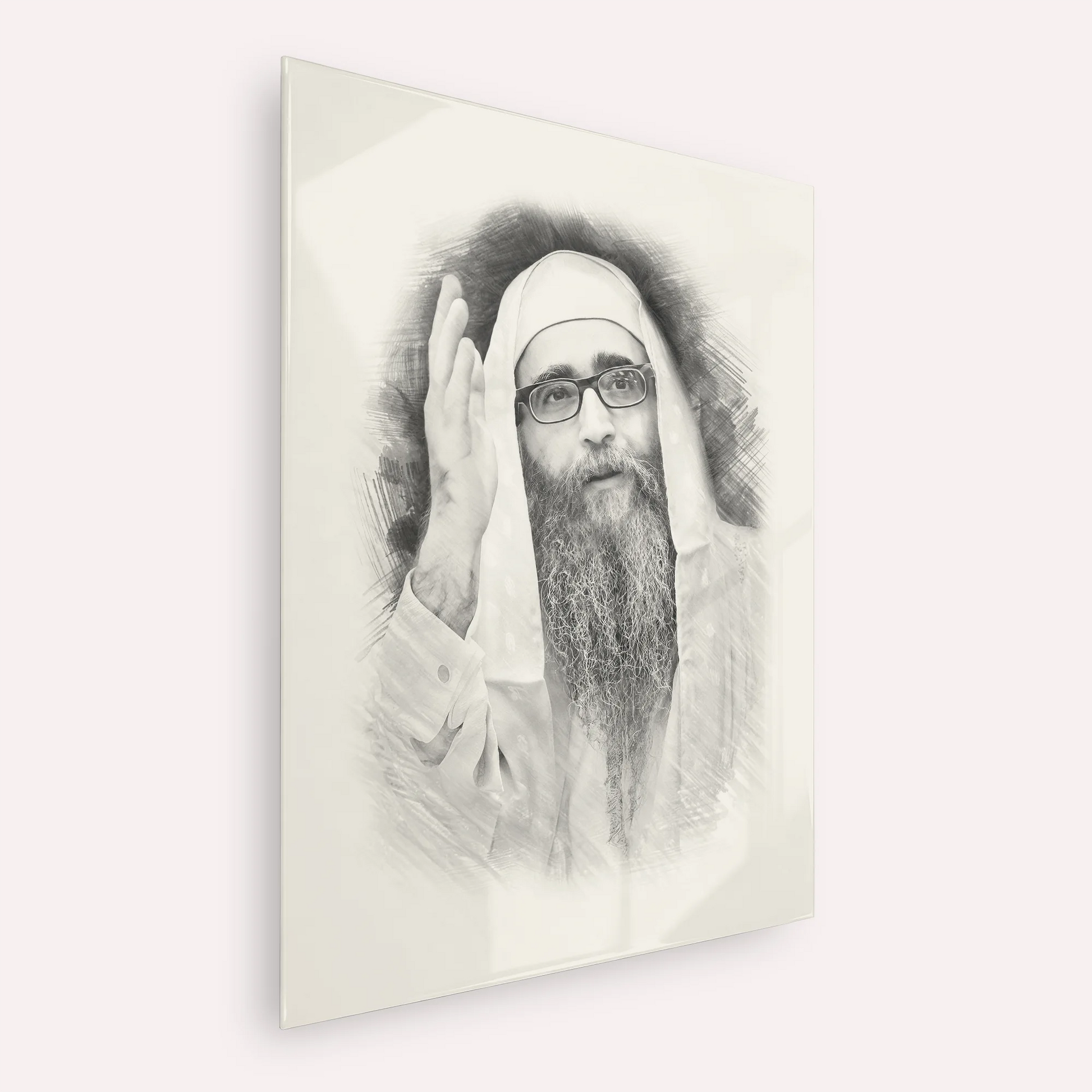 Rabbi Yoshiyahu Yosef Pinto – Black & White – Acrylic Glass Vertical | Jewish Wall Art, Gedolim Pictures