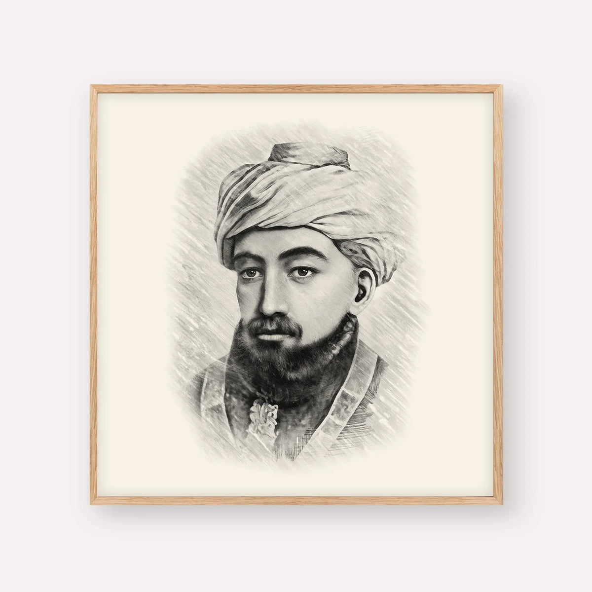 Rambam – Black & White – Wood Frame Square | Jewish Wall Art, Gedolim Pictures