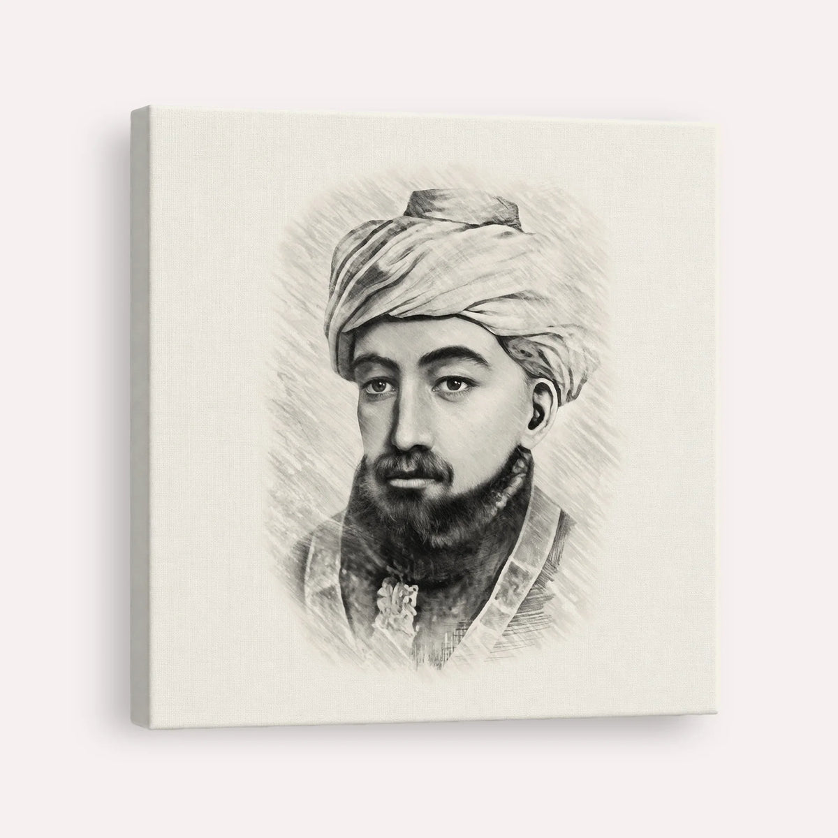 Rambam – Black & White – Canvas Square | Jewish Wall Art, Gedolim Pictures