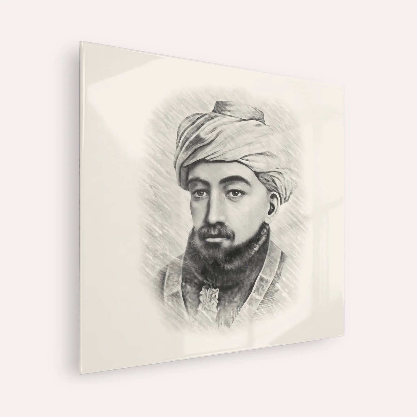 Rambam – Black & White – Acrylic Glass Square | Jewish Wall Art, Gedolim Pictures