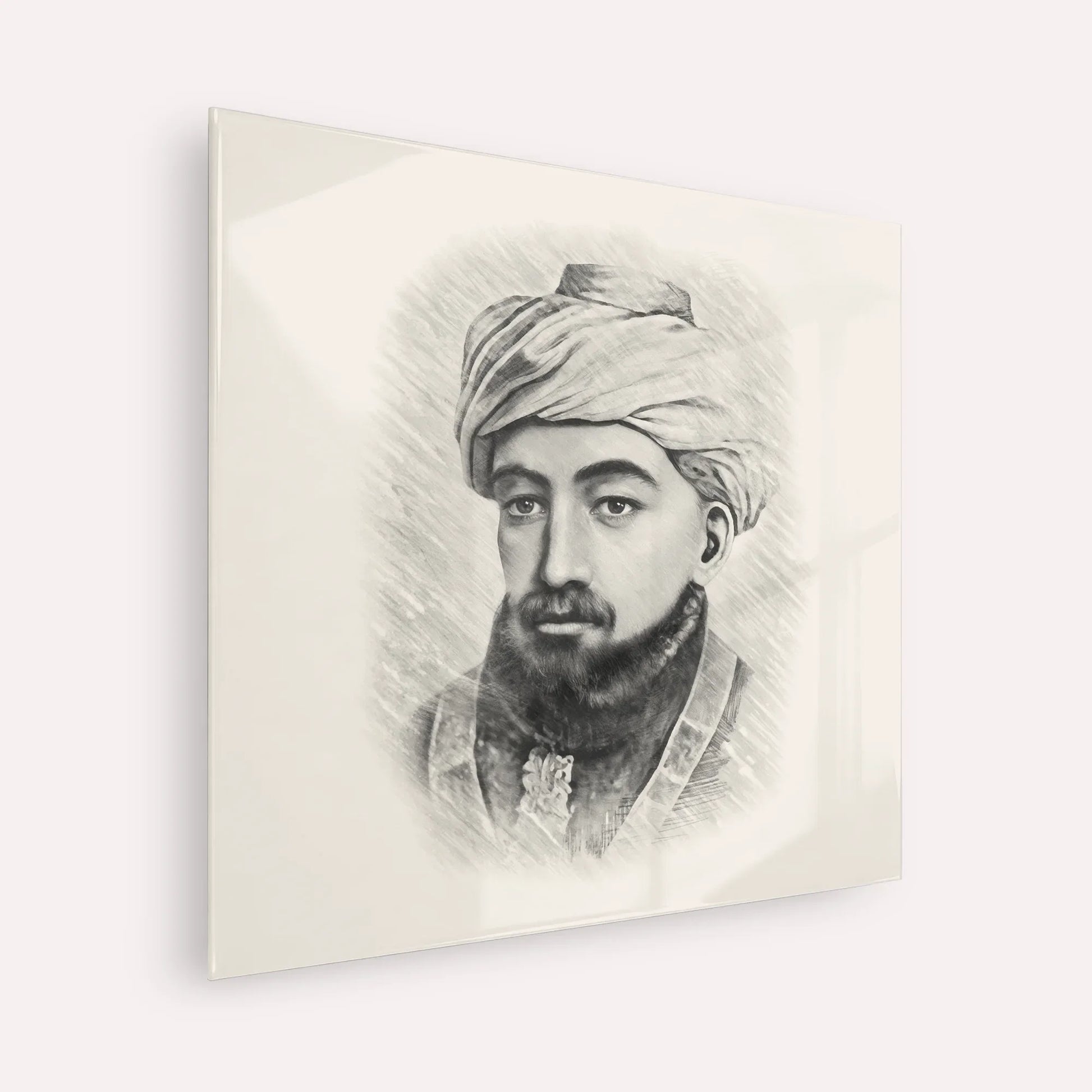 Rambam – Black & White – Acrylic Glass Square | Jewish Wall Art, Gedolim Pictures