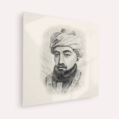 Rambam – Black & White – Acrylic Glass Square | Jewish Wall Art, Gedolim Pictures