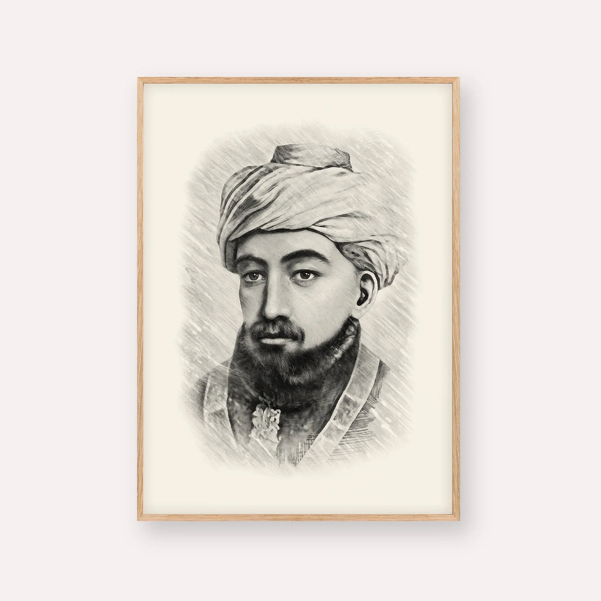 Rambam – Black & White – Wood Frame Vertical | Jewish Wall Art, Gedolim Pictures