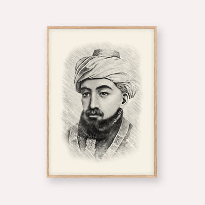 Rambam – Black & White – Wood Frame Vertical | Jewish Wall Art, Gedolim Pictures