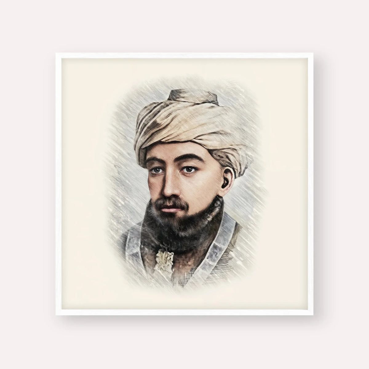 Rambam – White Frame Square | Jewish Wall Art, Gedolim Pictures
