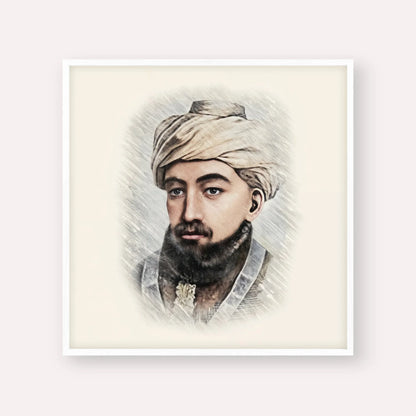 Rambam – White Frame Square | Jewish Wall Art, Gedolim Pictures