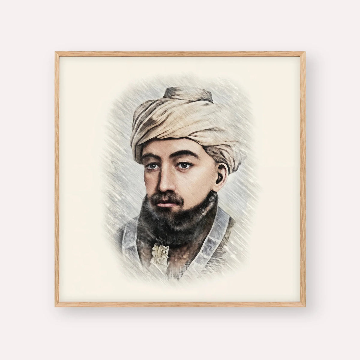 Rambam – Wood Frame Square | Jewish Wall Art, Gedolim Pictures