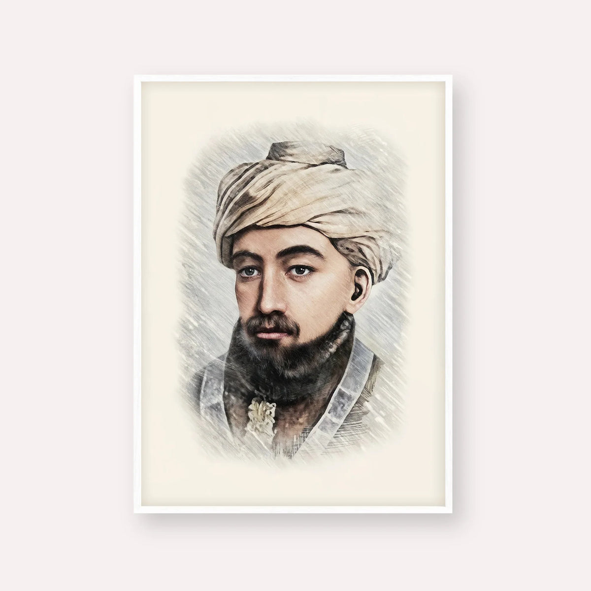 Rambam – White Frame Vertical | Jewish Wall Art, Gedolim Pictures