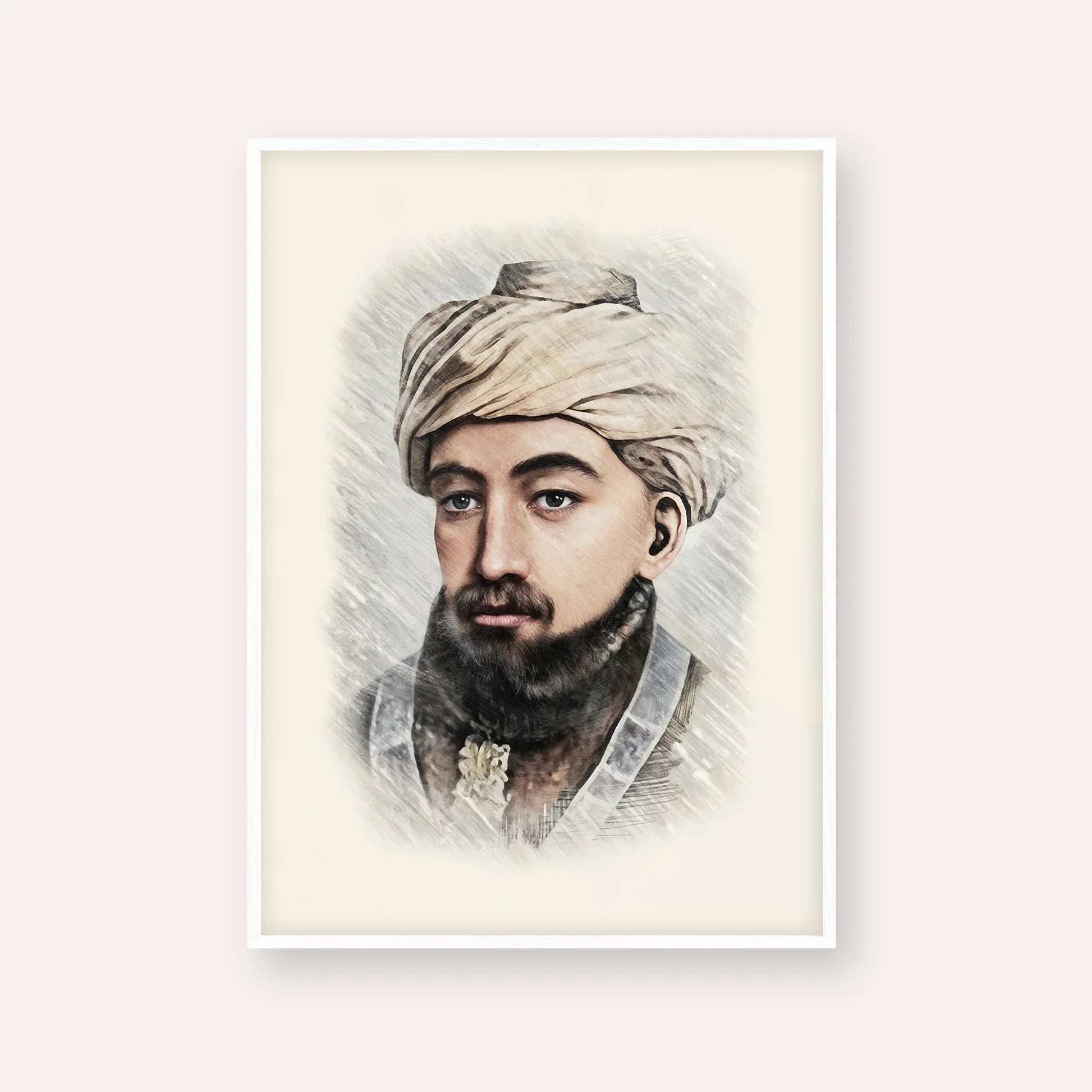 Rambam – White Frame Vertical | Jewish Wall Art, Gedolim Pictures