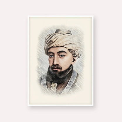 Rambam – White Frame Vertical | Jewish Wall Art, Gedolim Pictures