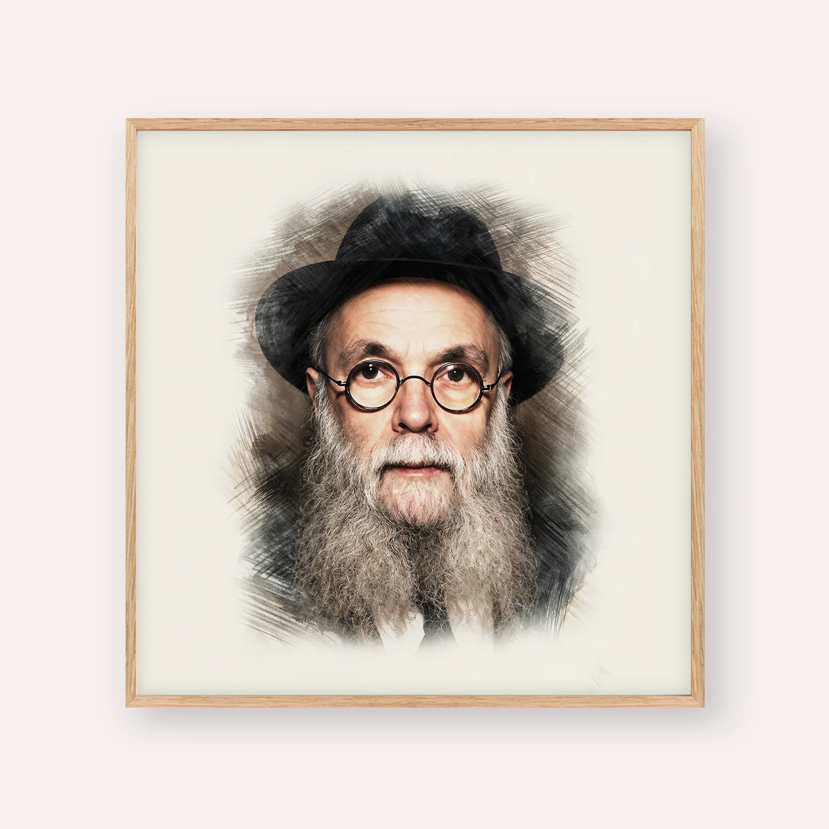 Rav Avraham Pam – Wood Frame Square | Jewish Wall Art, Gedolim Pictures