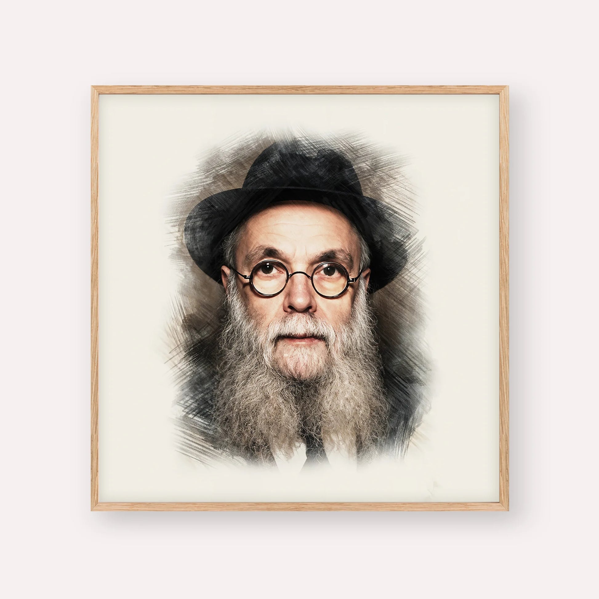 Rav Avraham Pam – Wood Frame Square | Jewish Wall Art, Gedolim Pictures