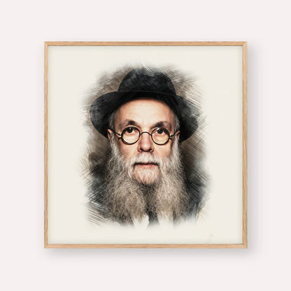 Rav Avraham Pam – Wood Frame Square | Jewish Wall Art, Gedolim Pictures