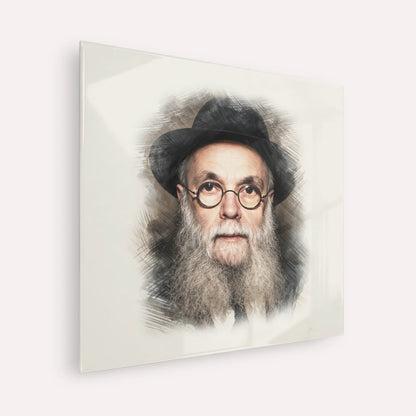 Rav Avraham Pam – Acrylic Glass Square | Jewish Wall Art, Gedolim Pictures