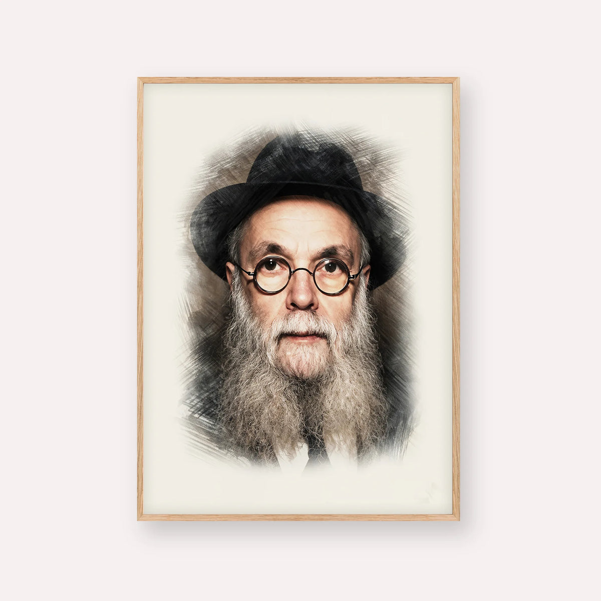 Rav Avraham Pam – Wood Frame Vertical | Jewish Wall Art, Gedolim Pictures
