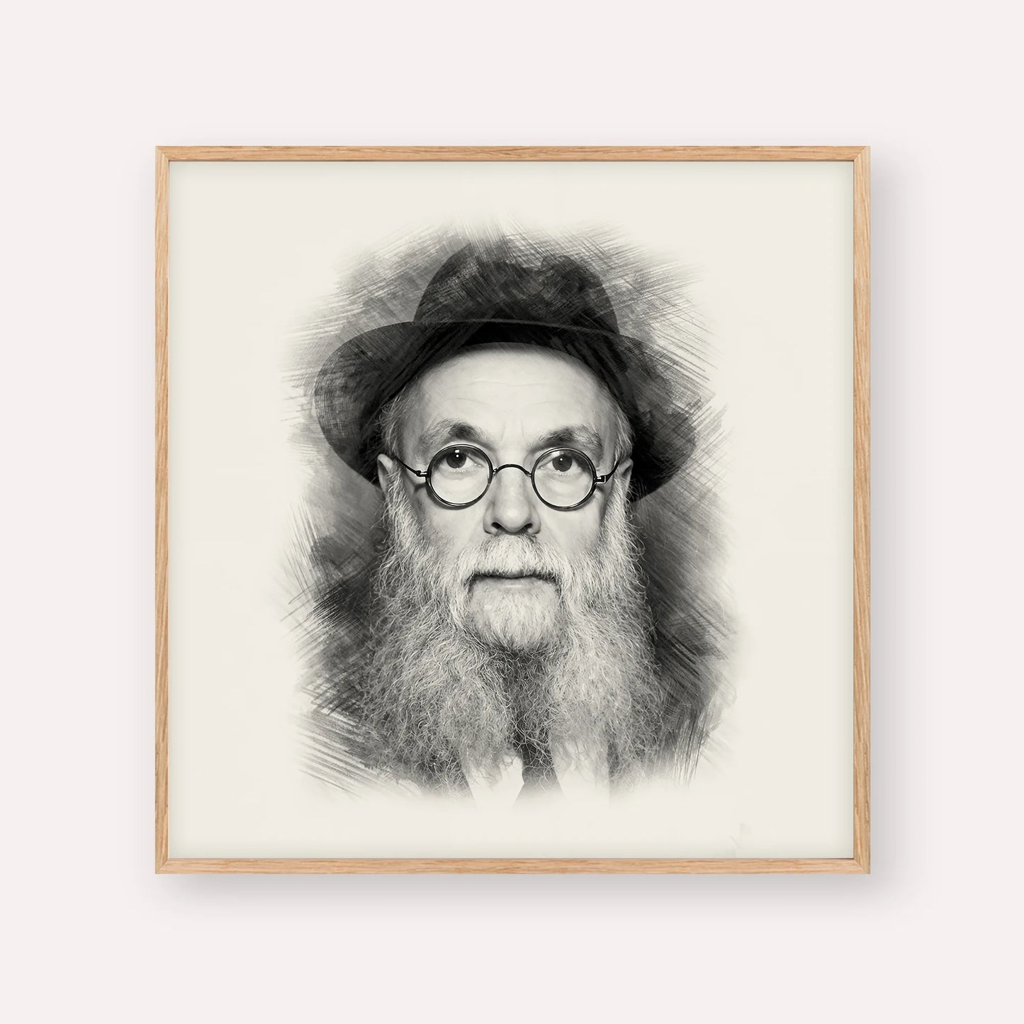 Rav Avraham Pam – Black & White – Wood Frame Square | Jewish Wall Art, Gedolim Pictures
