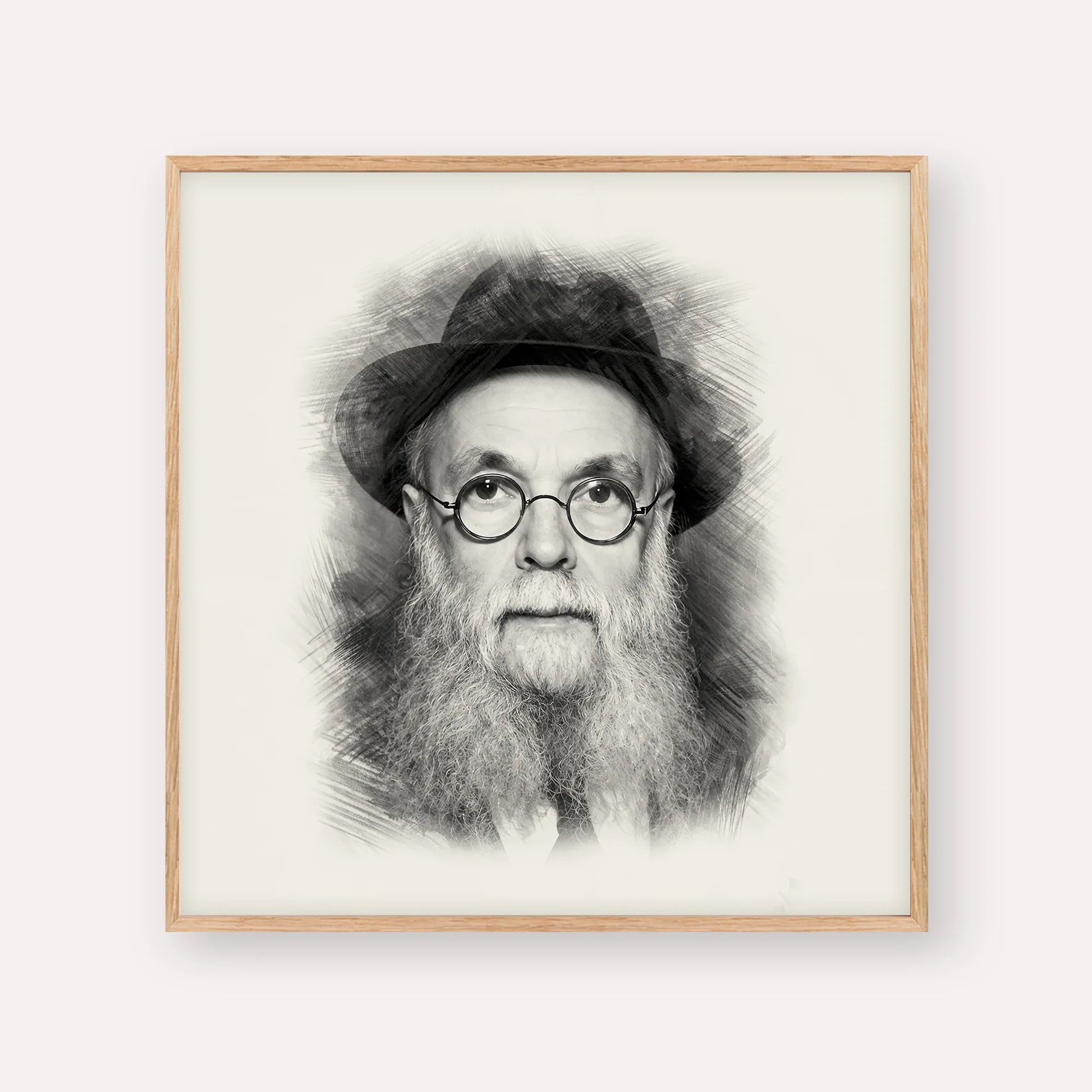 Rav Avraham Pam – Black & White – Wood Frame Square | Jewish Wall Art, Gedolim Pictures
