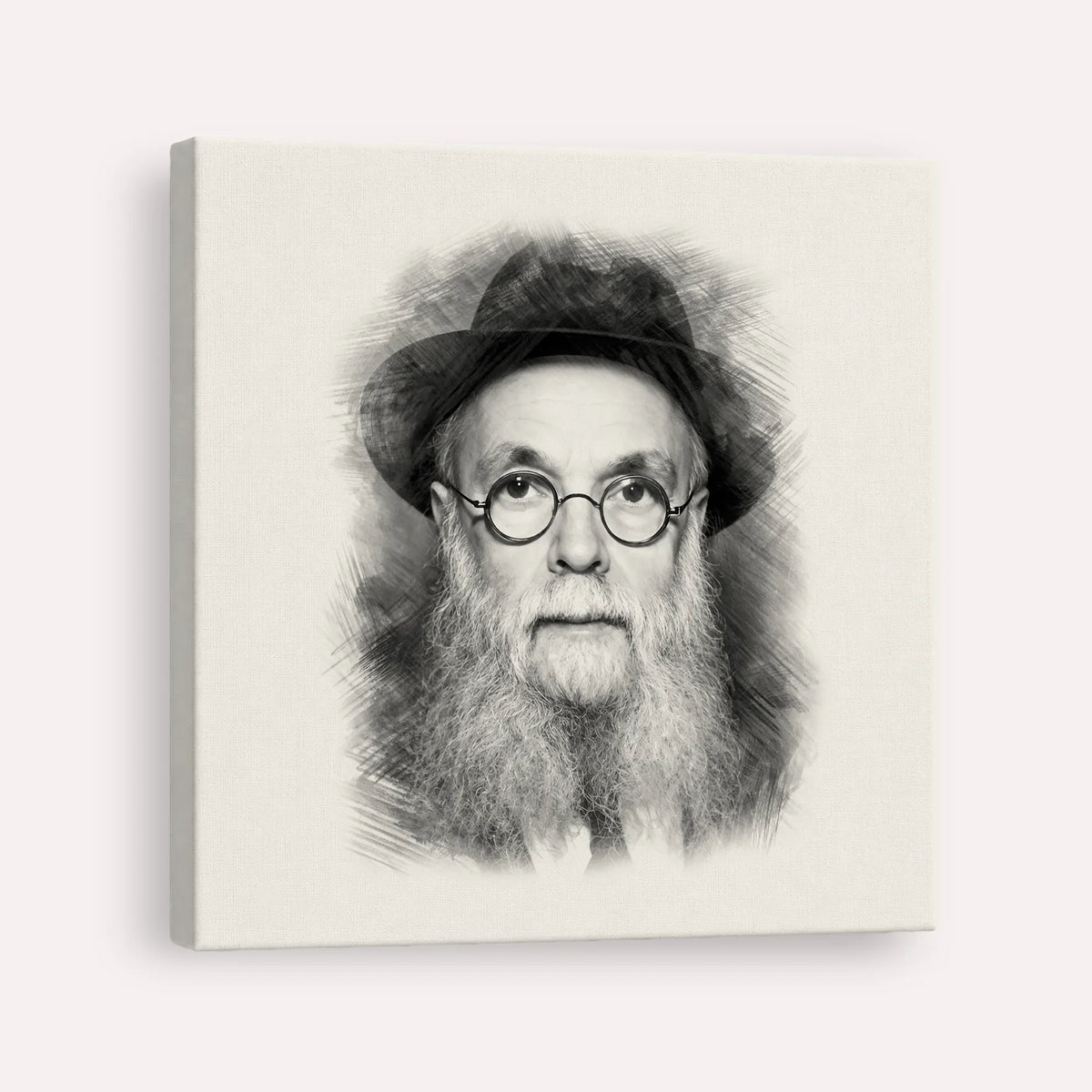 Rav Avraham Pam – Black & White – Canvas Square | Jewish Wall Art, Gedolim Pictures