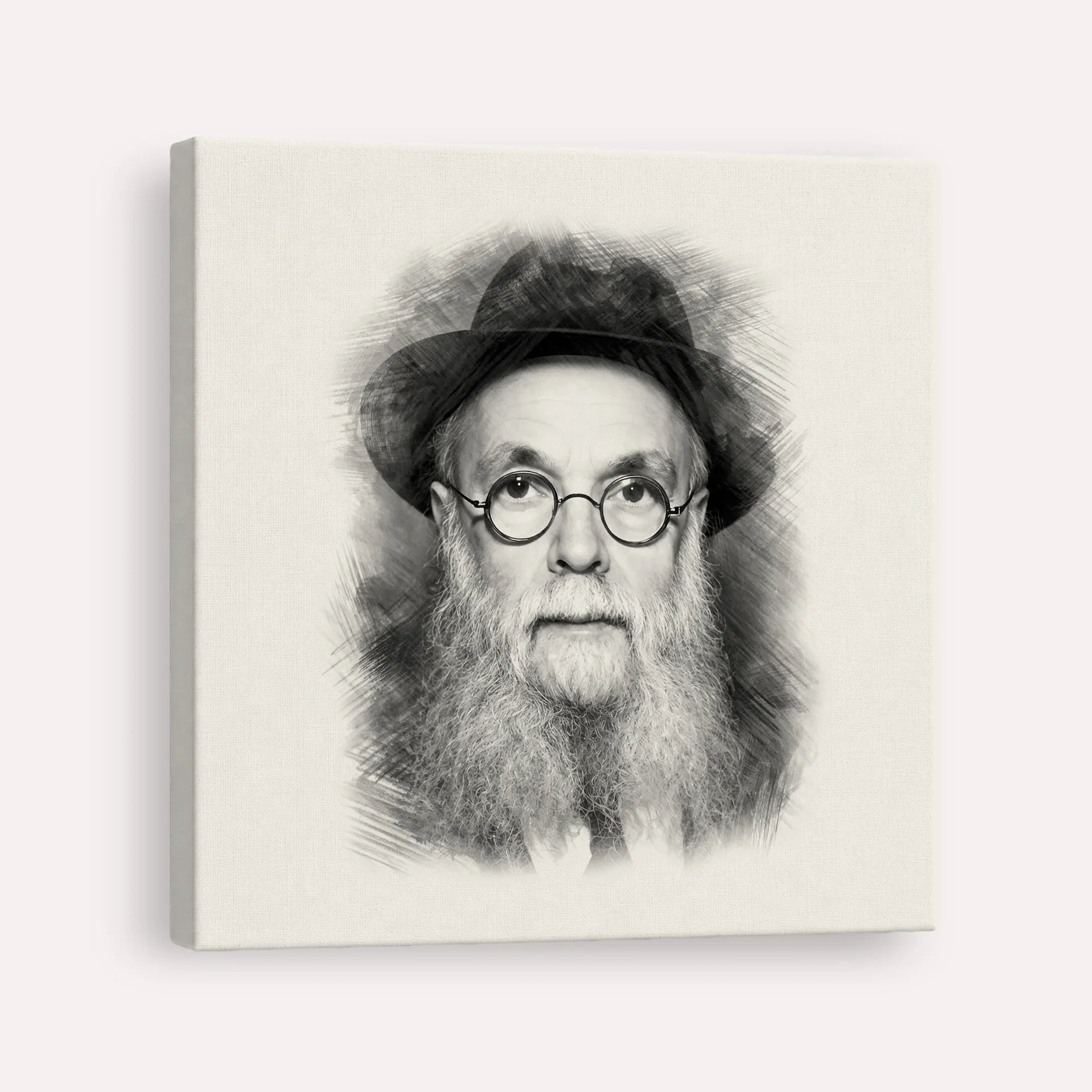Rav Avraham Pam – Black & White – Canvas Square | Jewish Wall Art, Gedolim Pictures
