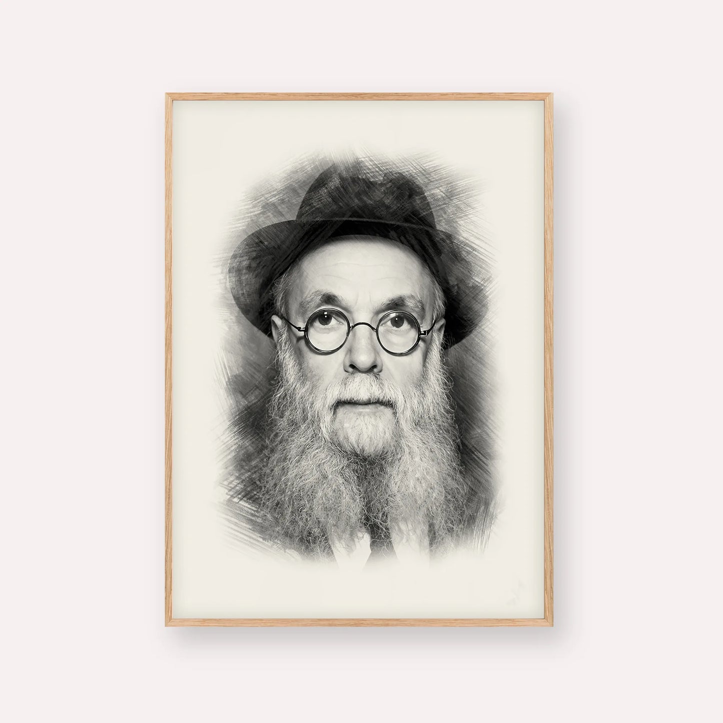 Rav Avraham Pam – Black & White – Wood Frame Vertical | Jewish Wall Art, Gedolim Pictures
