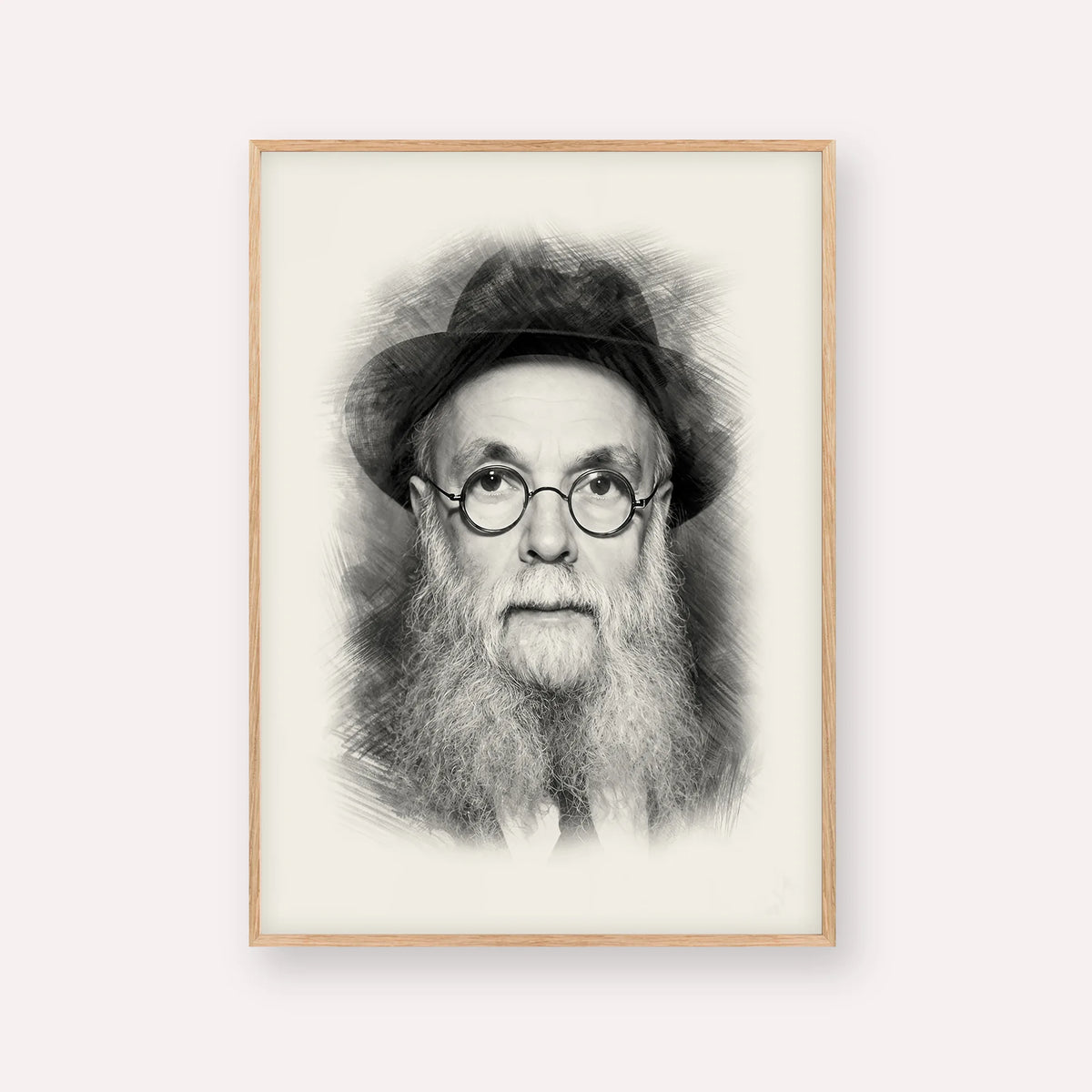 Rav Avraham Pam – Black & White – Wood Frame Vertical | Jewish Wall Art, Gedolim Pictures