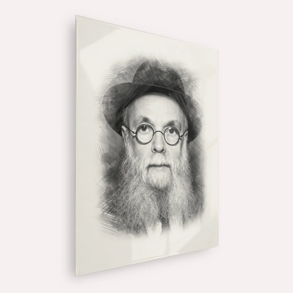 Rav Avraham Pam – Black & White – Acrylic Glass Vertical | Jewish Wall Art, Gedolim Pictures