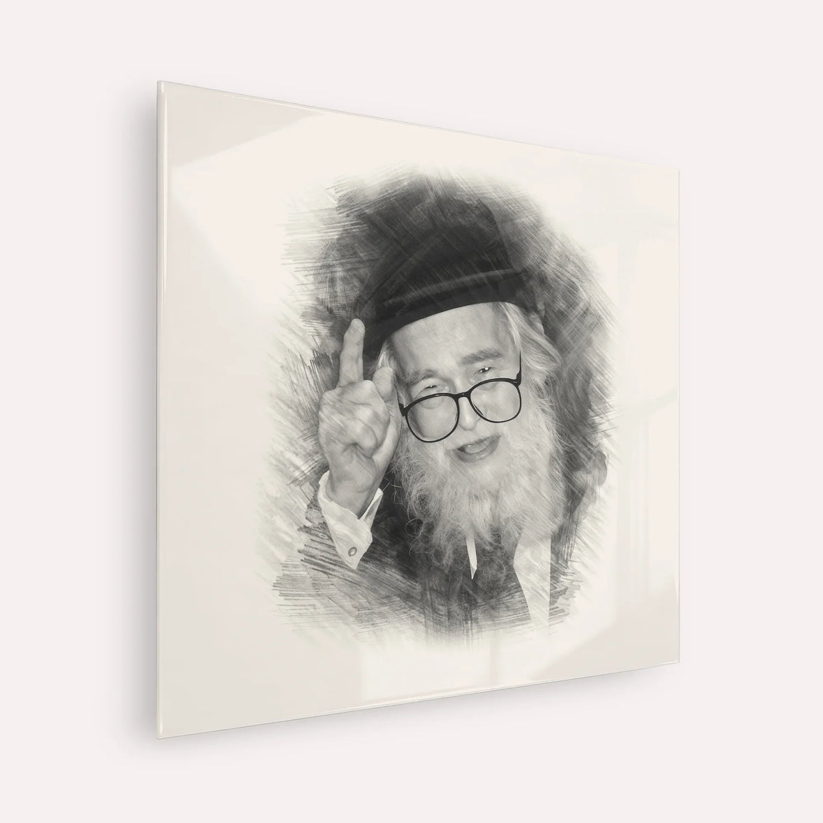 Rav Elazar Shach – Black & White – Acrylic Glass Square | Jewish Wall Art, Gedolim Pictures