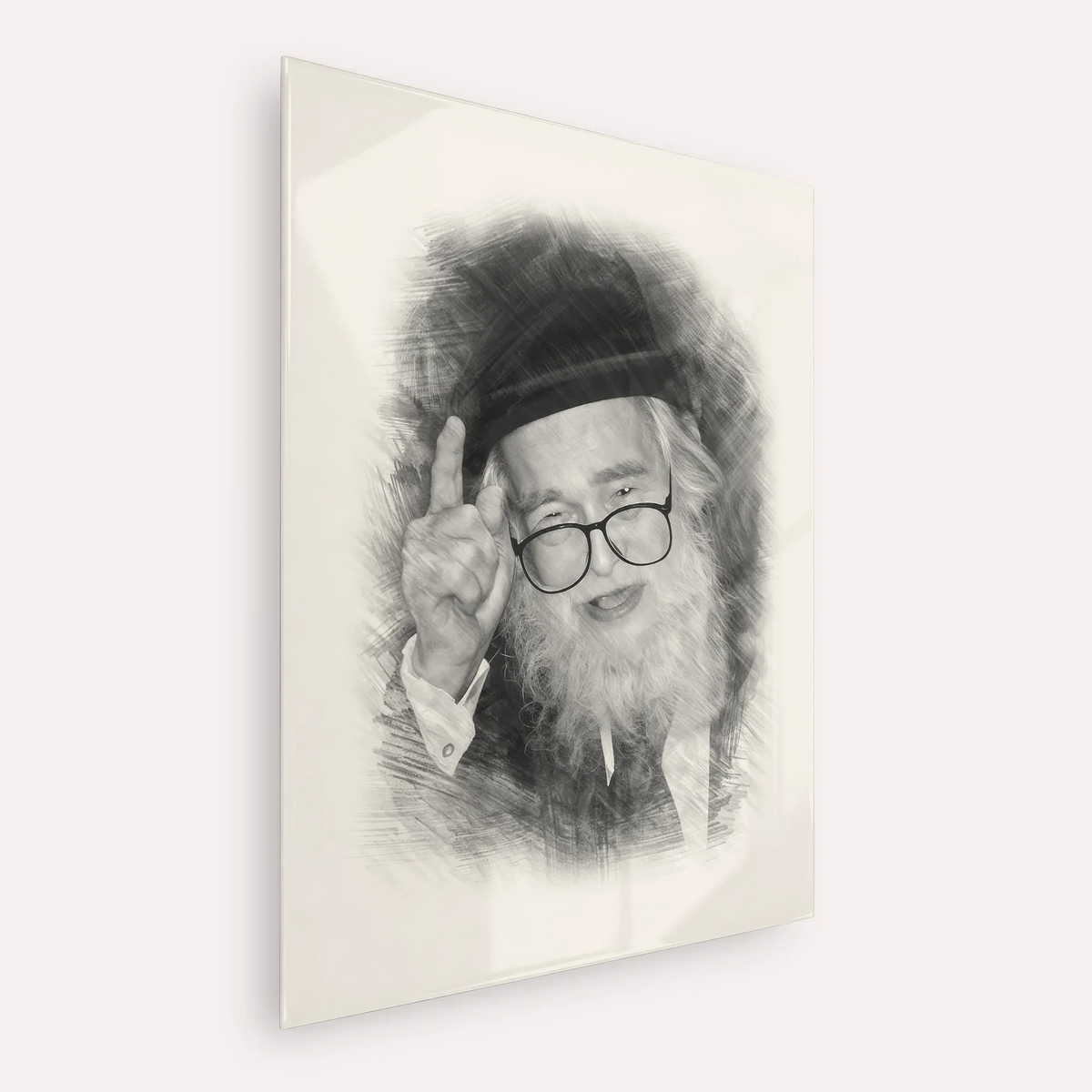 Rav Elazar Shach – Black & White – Acrylic Glass Vertical | Jewish Wall Art, Gedolim Pictures