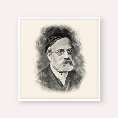 Rav Samson Raphael Hirsch – Black & White – White Frame Square | Jewish Wall Art, Gedolim Pictures