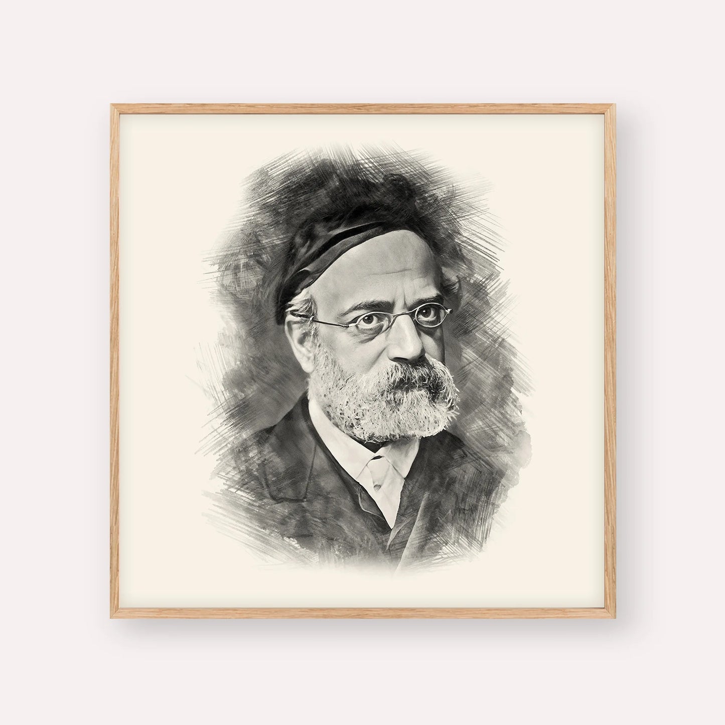 Rav Samson Raphael Hirsch – Black & White – Wood Frame Square | Jewish Wall Art, Gedolim Pictures