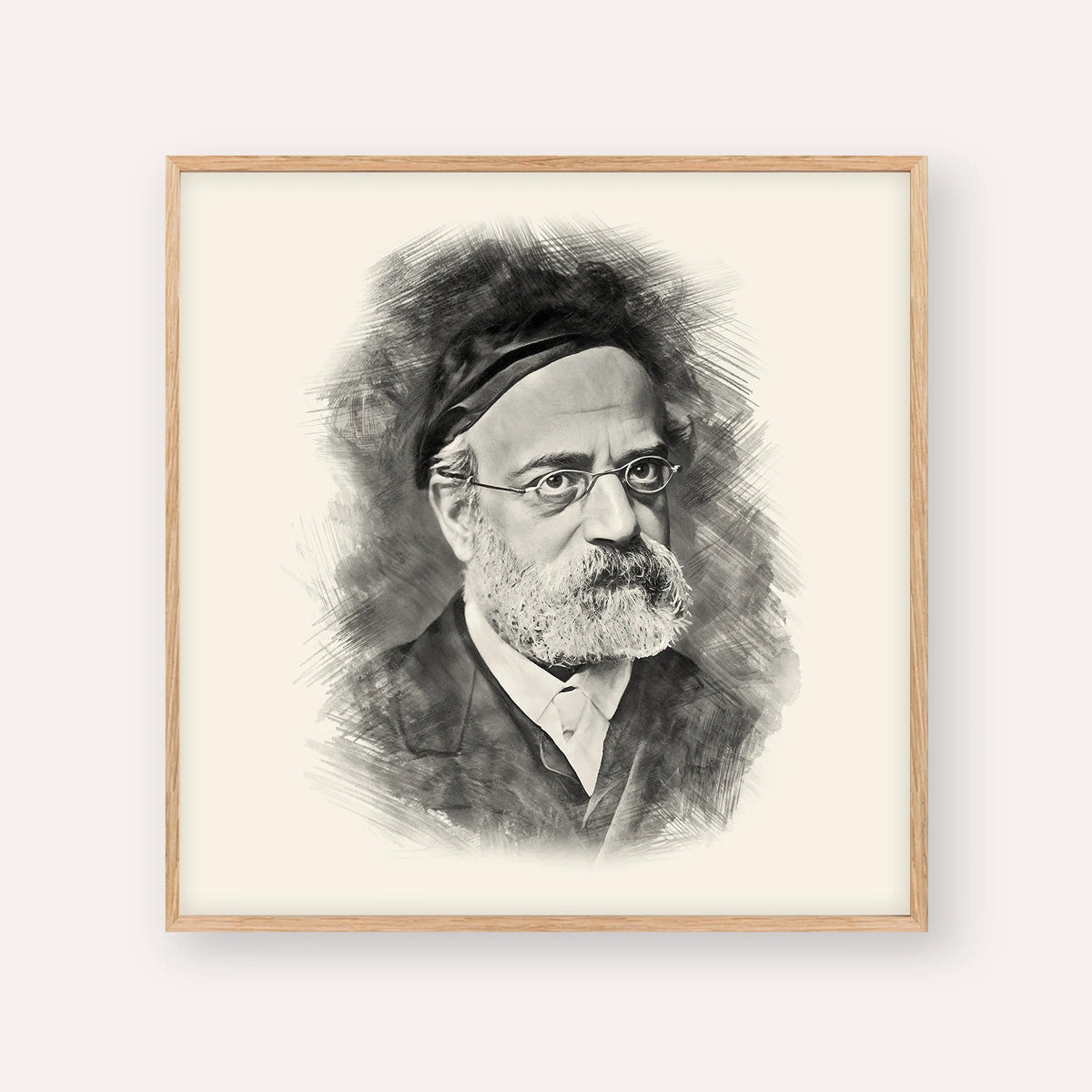 Rav Samson Raphael Hirsch – Black & White – Wood Frame Square | Jewish Wall Art, Gedolim Pictures