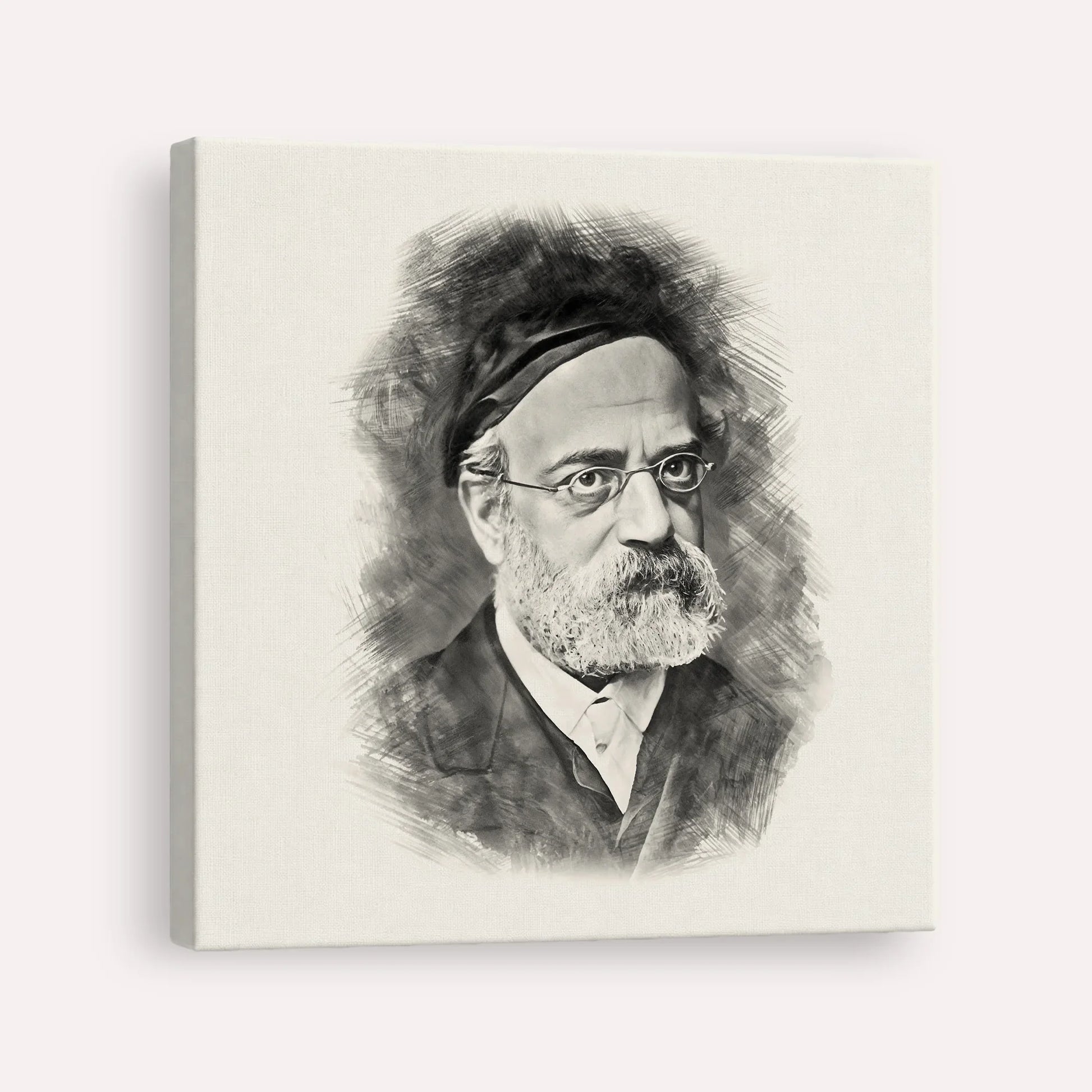 Rav Samson Raphael Hirsch – Black & White – Canvas Square | Jewish Wall Art, Gedolim Pictures