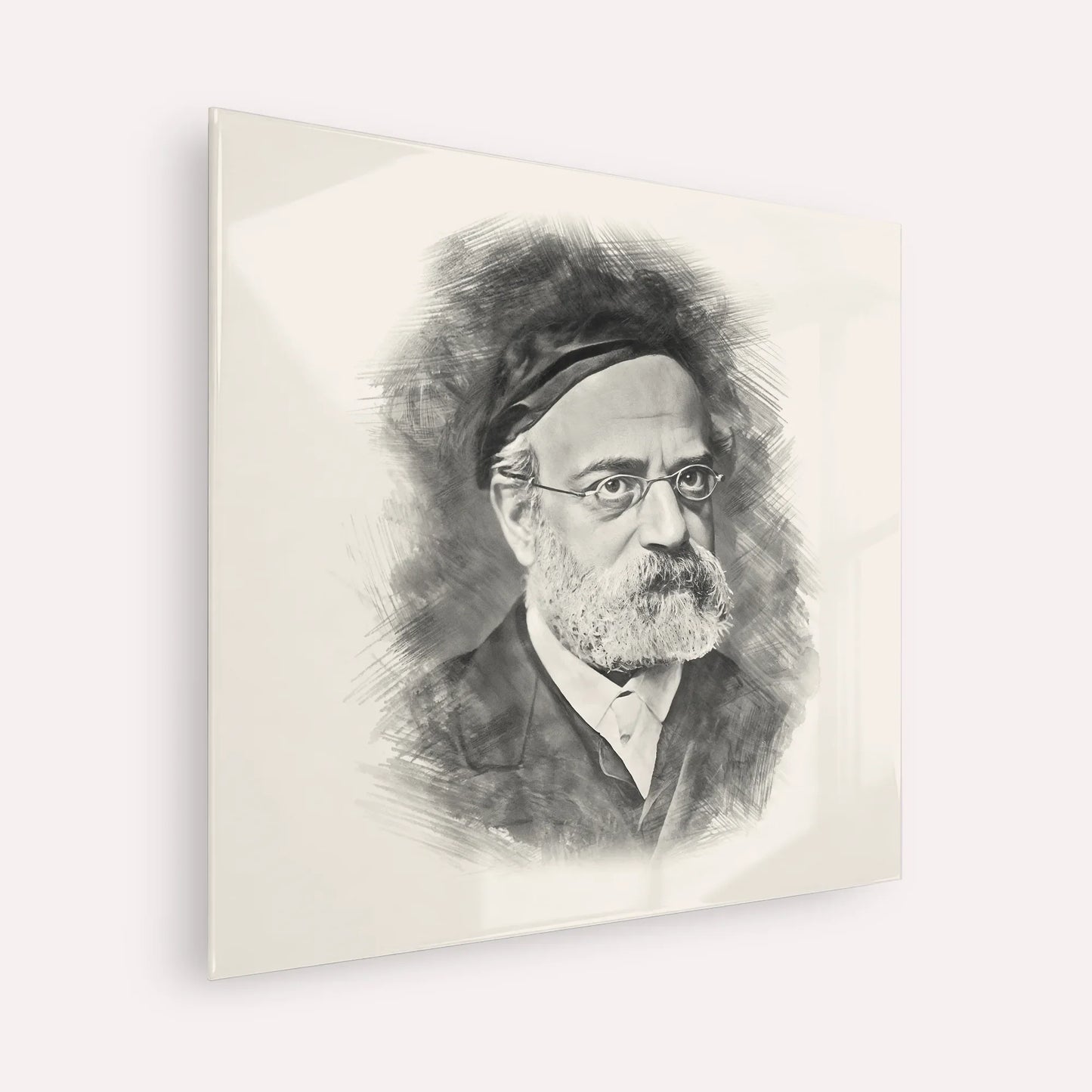 Rav Samson Raphael Hirsch – Black & White – Acrylic Glass Square | Jewish Wall Art, Gedolim Pictures