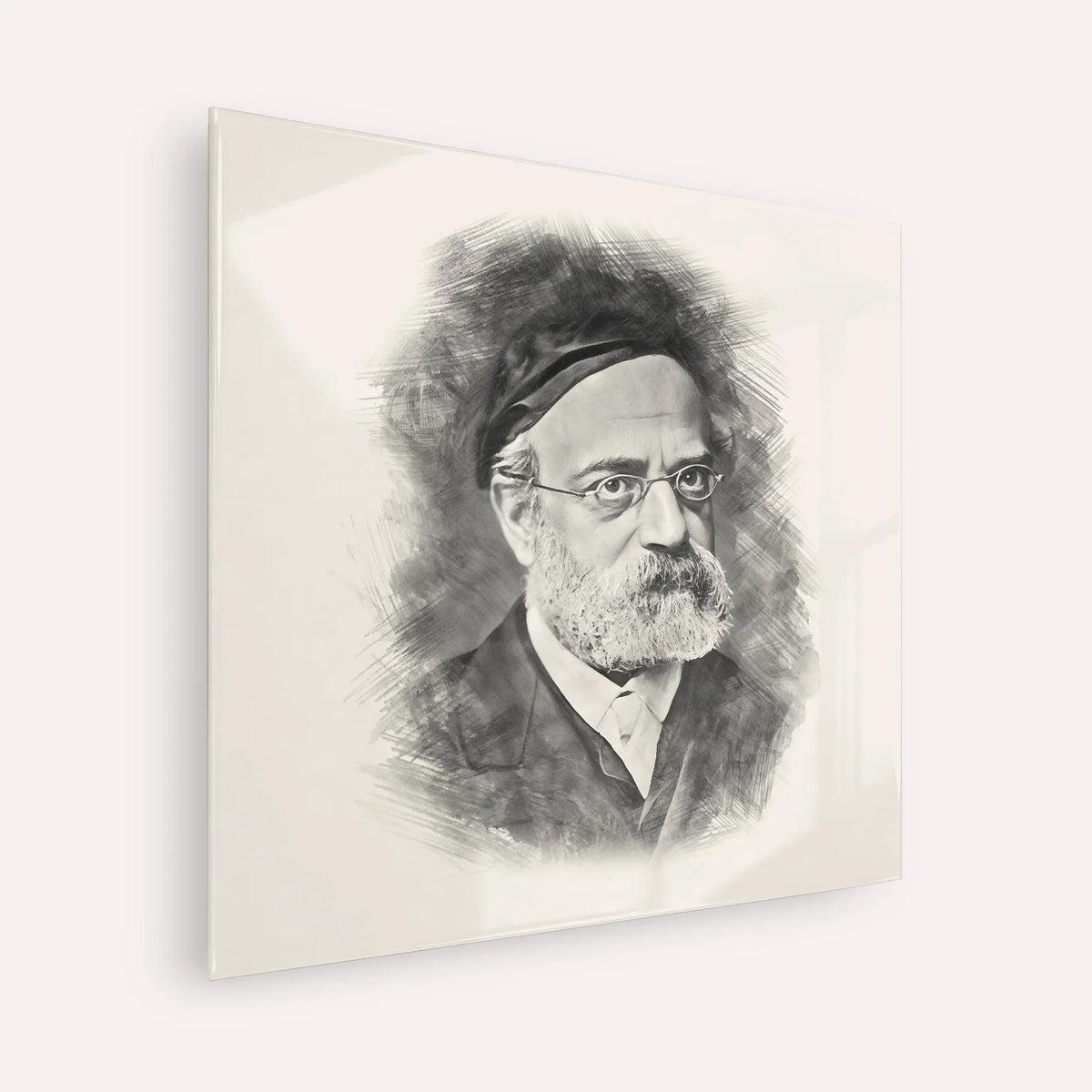 Rav Samson Raphael Hirsch – Black & White – Acrylic Glass Square | Jewish Wall Art, Gedolim Pictures