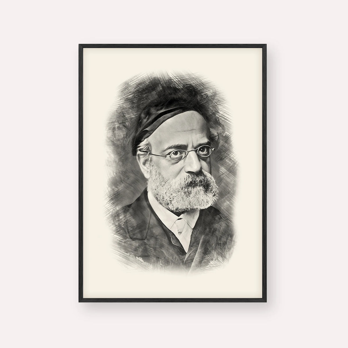 Rav Samson Raphael Hirsch – Black & White – Black Frame Vertical | Jewish Wall Art, Gedolim Pictures