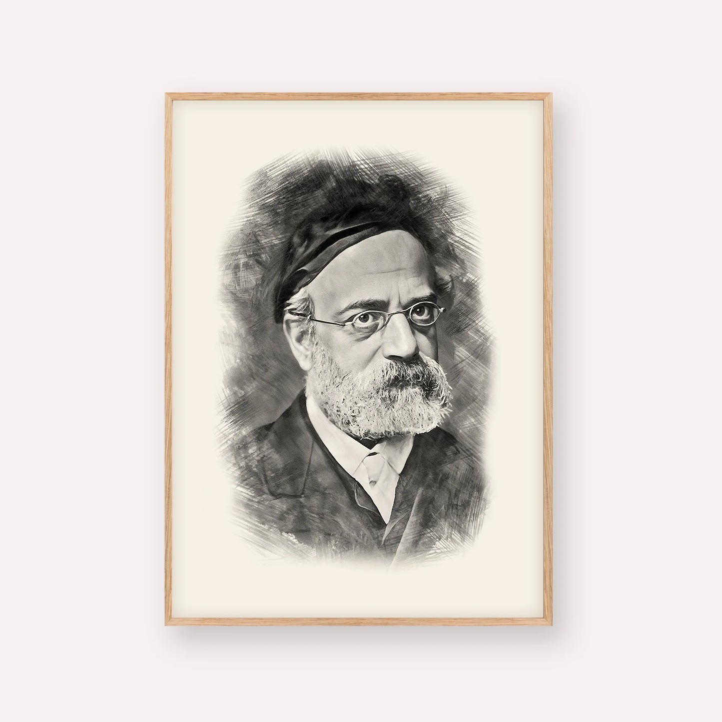 Rav Samson Raphael Hirsch – Black & White – Wood Frame Vertical | Jewish Wall Art, Gedolim Pictures