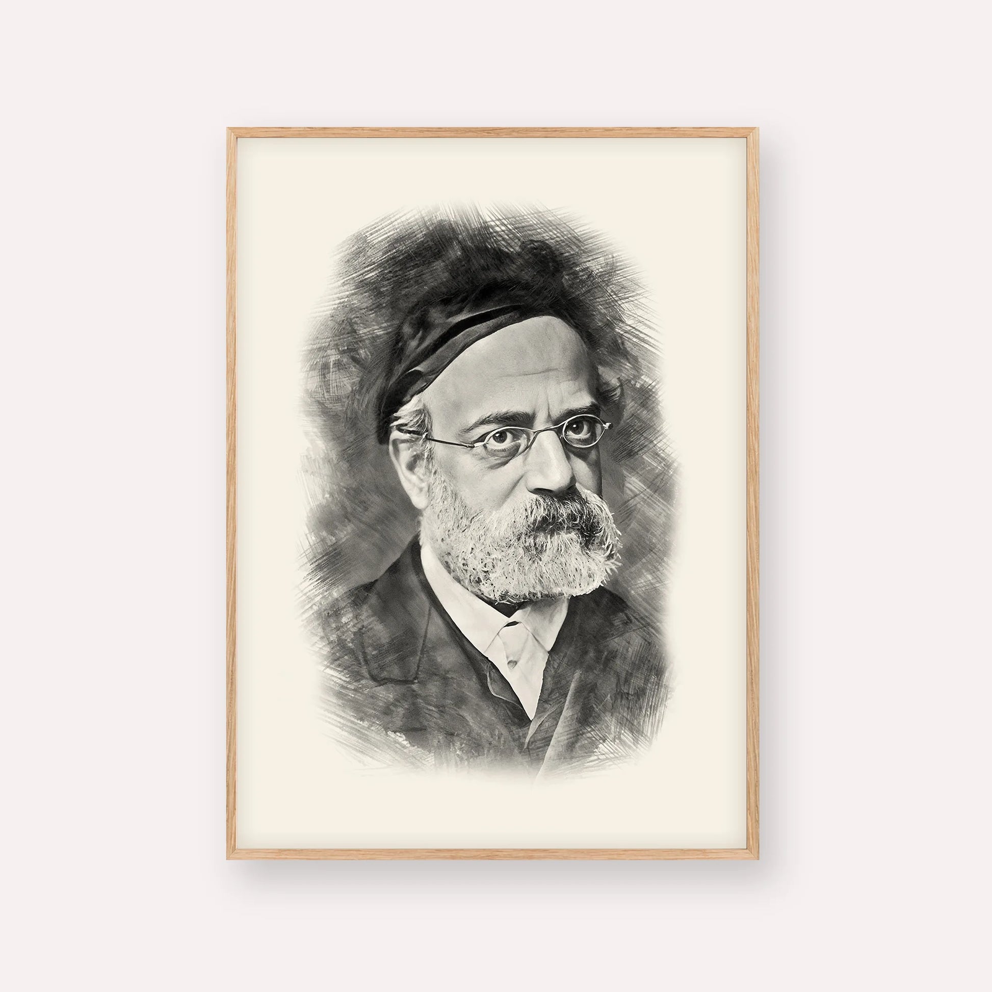 Rav Samson Raphael Hirsch – Black & White – Wood Frame Vertical | Jewish Wall Art, Gedolim Pictures