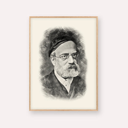 Rav Samson Raphael Hirsch – Black & White – Wood Frame Vertical | Jewish Wall Art, Gedolim Pictures