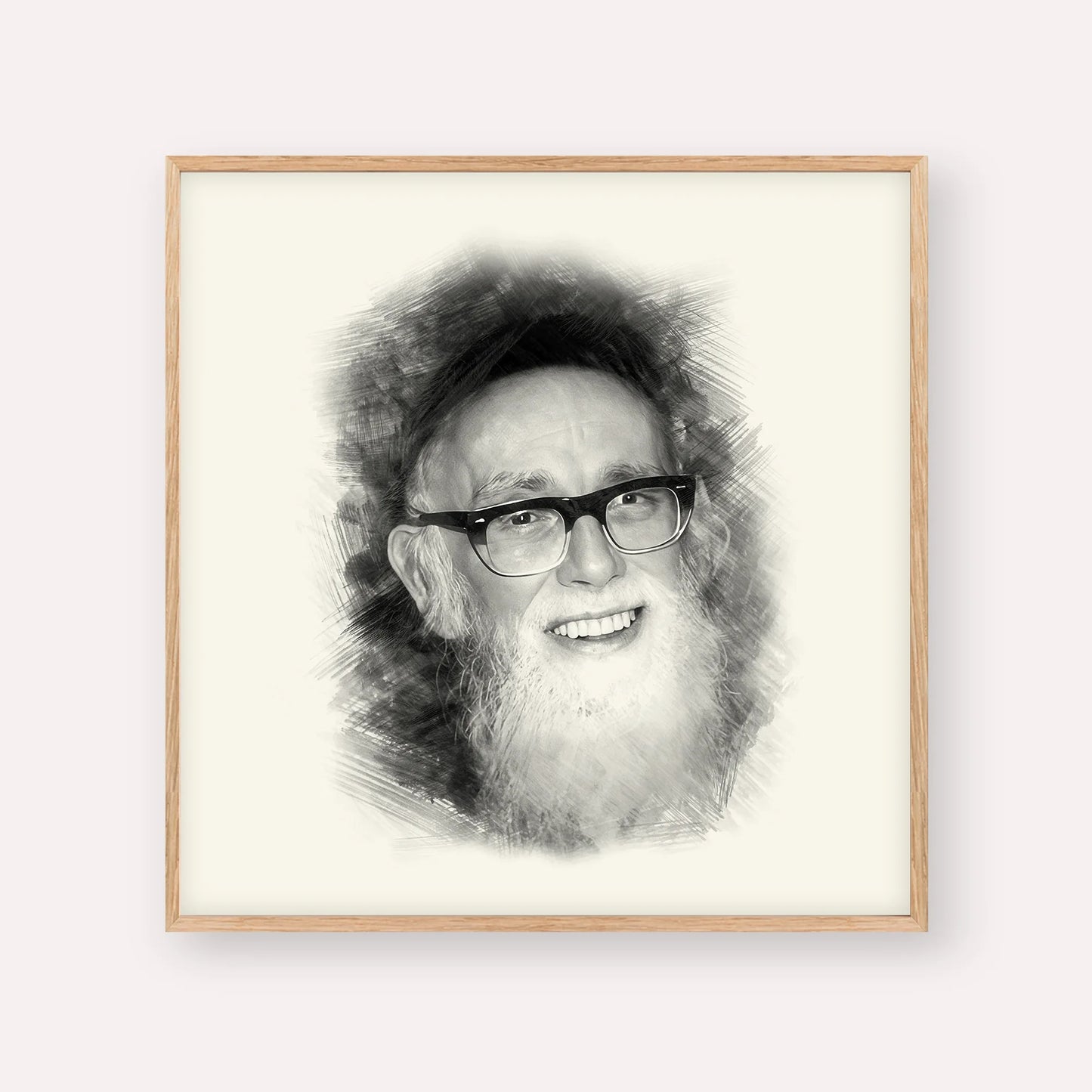 Rav Shlomo Zalman Auberach – Black & White – Wood Frame Square | Jewish Wall Art, Gedolim Pictures