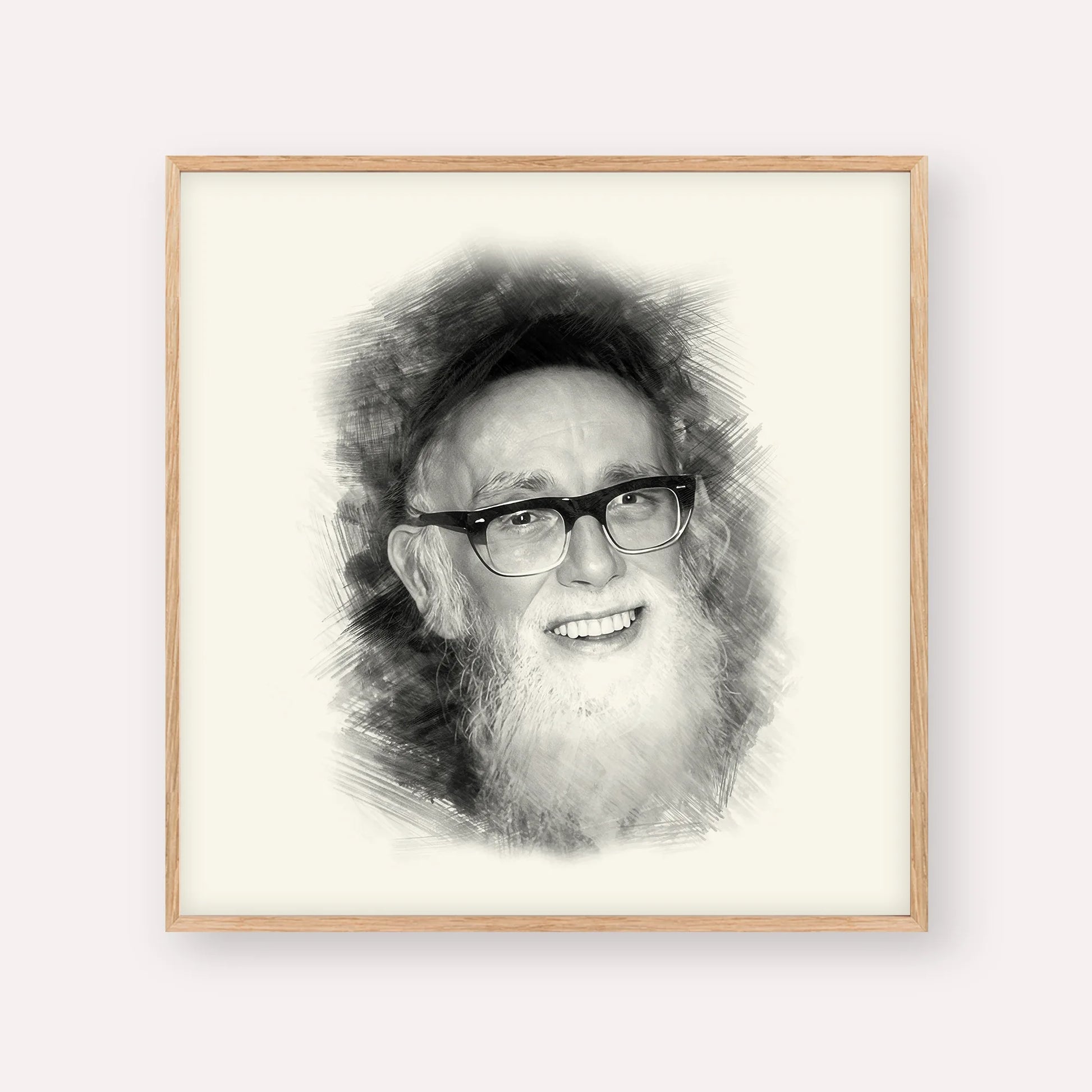 Rav Shlomo Zalman Auberach – Black & White – Wood Frame Square | Jewish Wall Art, Gedolim Pictures