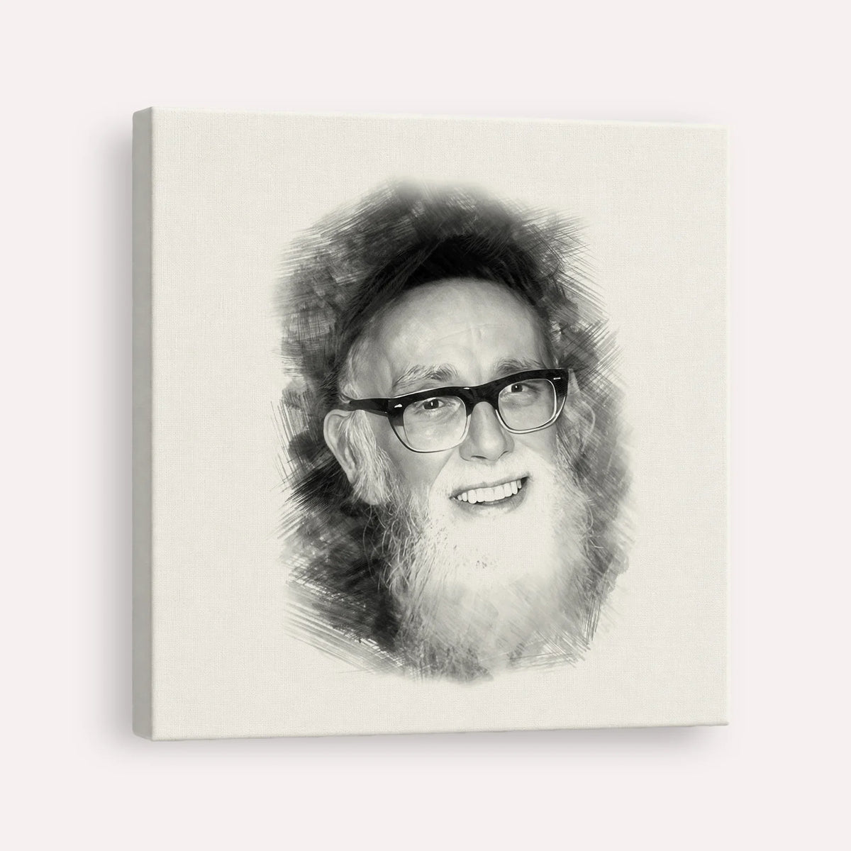 Rav Shlomo Zalman Auberach – Black & White – Canvas Square | Jewish Wall Art, Gedolim Pictures